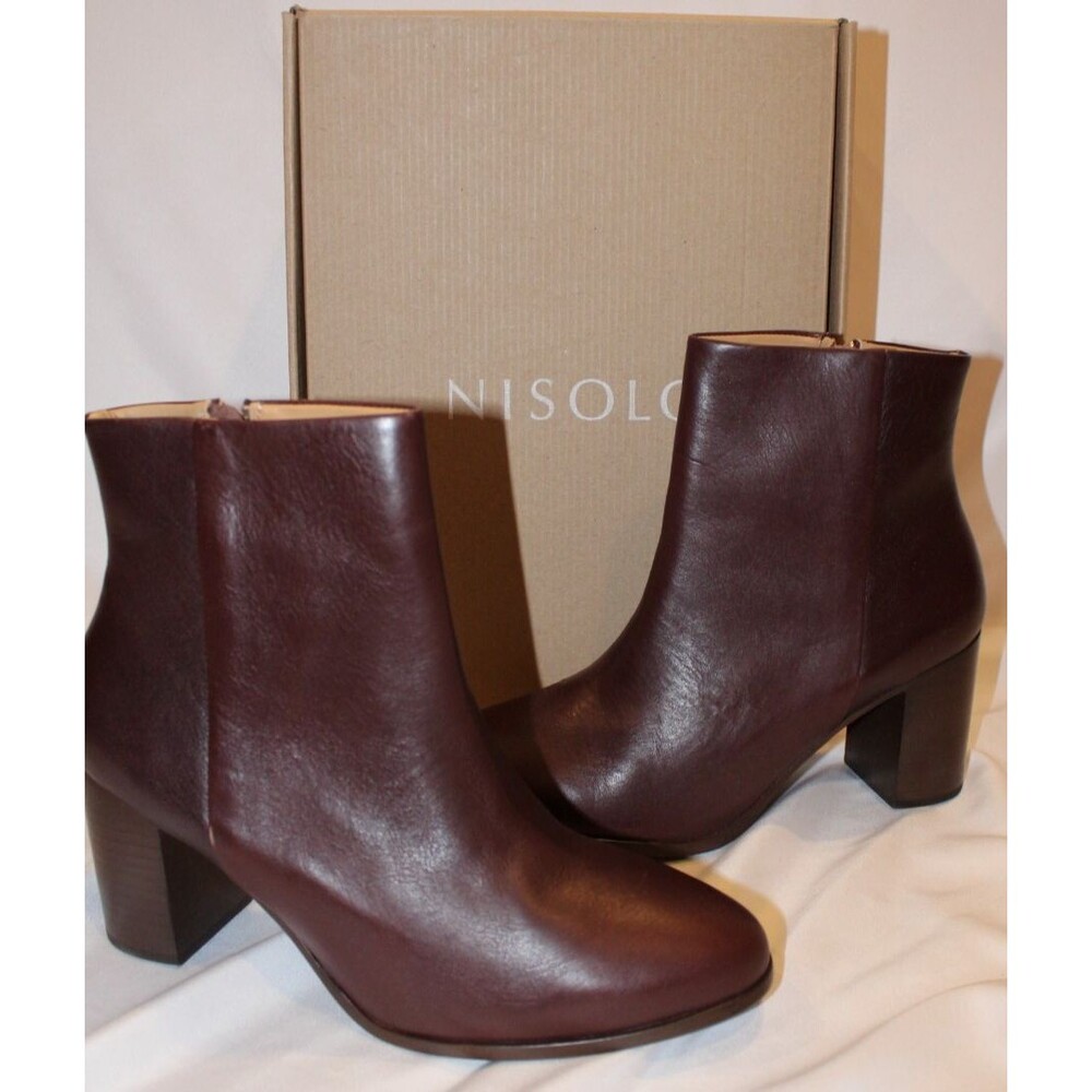 NISOLO LIA HEELED LEATHER BOOTIE Size 11 NIB $250 WINE